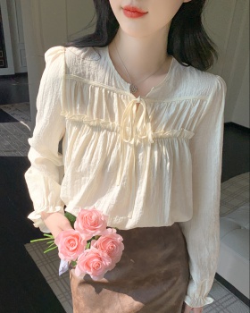 Wood ear autumn loose shirt tender sweet elegant tops