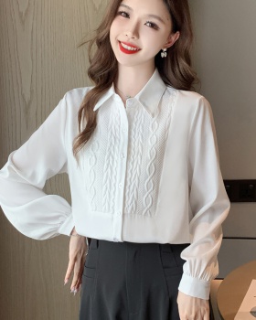 Splice white all-match tops autumn niche shirt