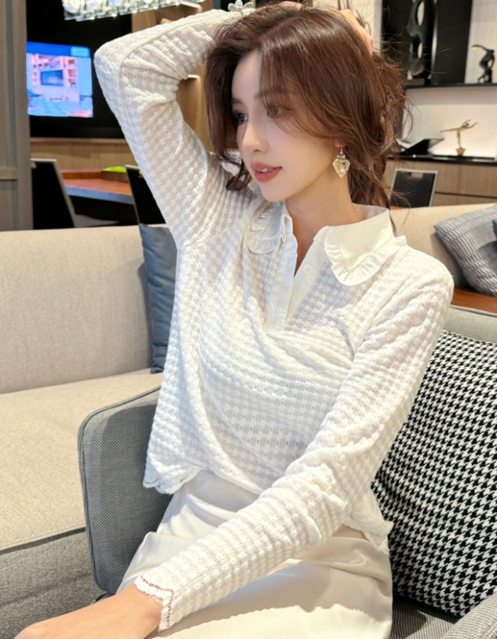 Sueding autumn small shirt long sleeve bottoming shirt