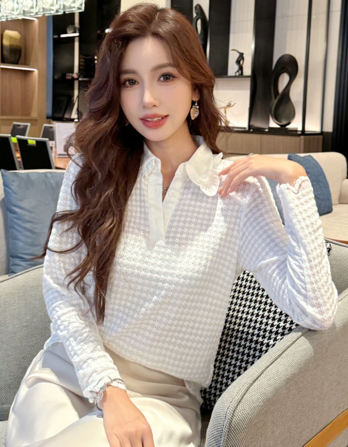 Sueding autumn small shirt long sleeve bottoming shirt