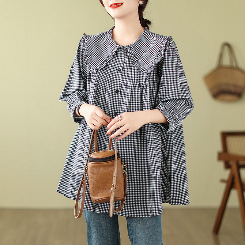 All-match doll collar loose slim large yard autumn dress