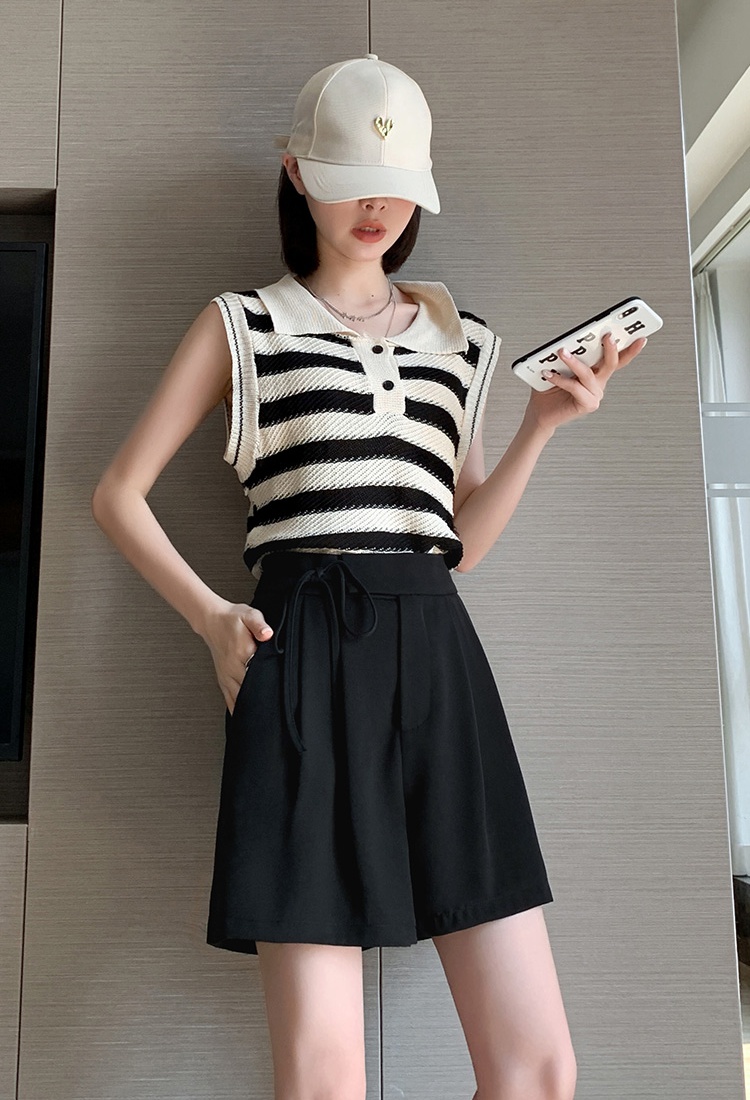 Slim Casual suit pants high waist summer wide leg pants