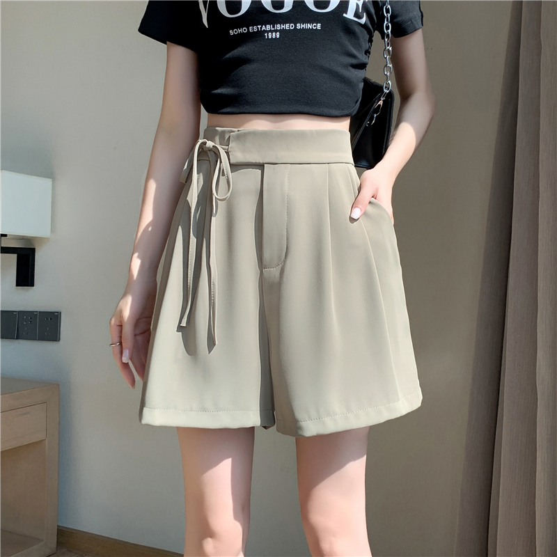 Slim Casual suit pants high waist summer wide leg pants