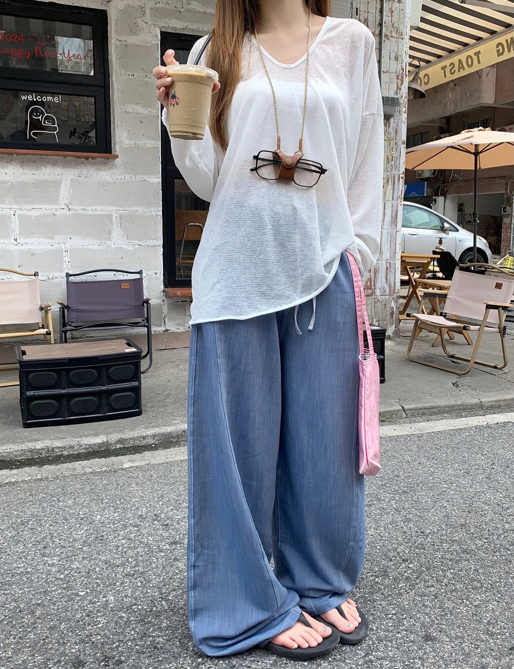 Straight loose wide leg pants