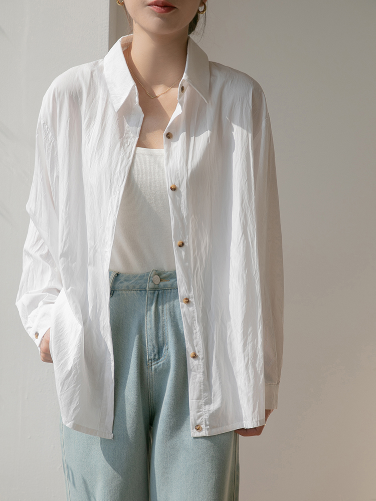 Summer college style tops white Casual shirt for women