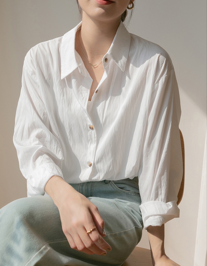 Summer college style tops white Casual shirt for women