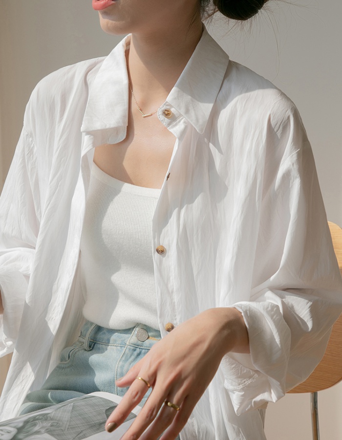 Summer college style tops white Casual shirt for women