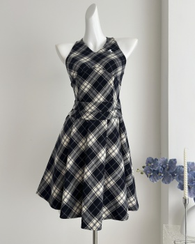 Maiden plaid dress summer sleeveless dress for women