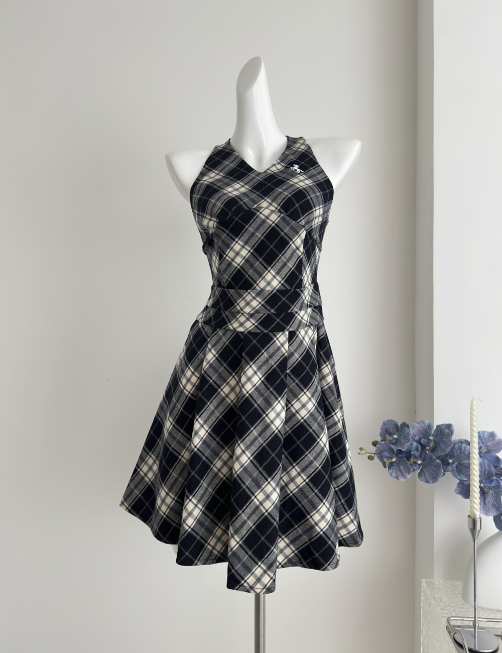 Maiden plaid dress summer sleeveless dress for women