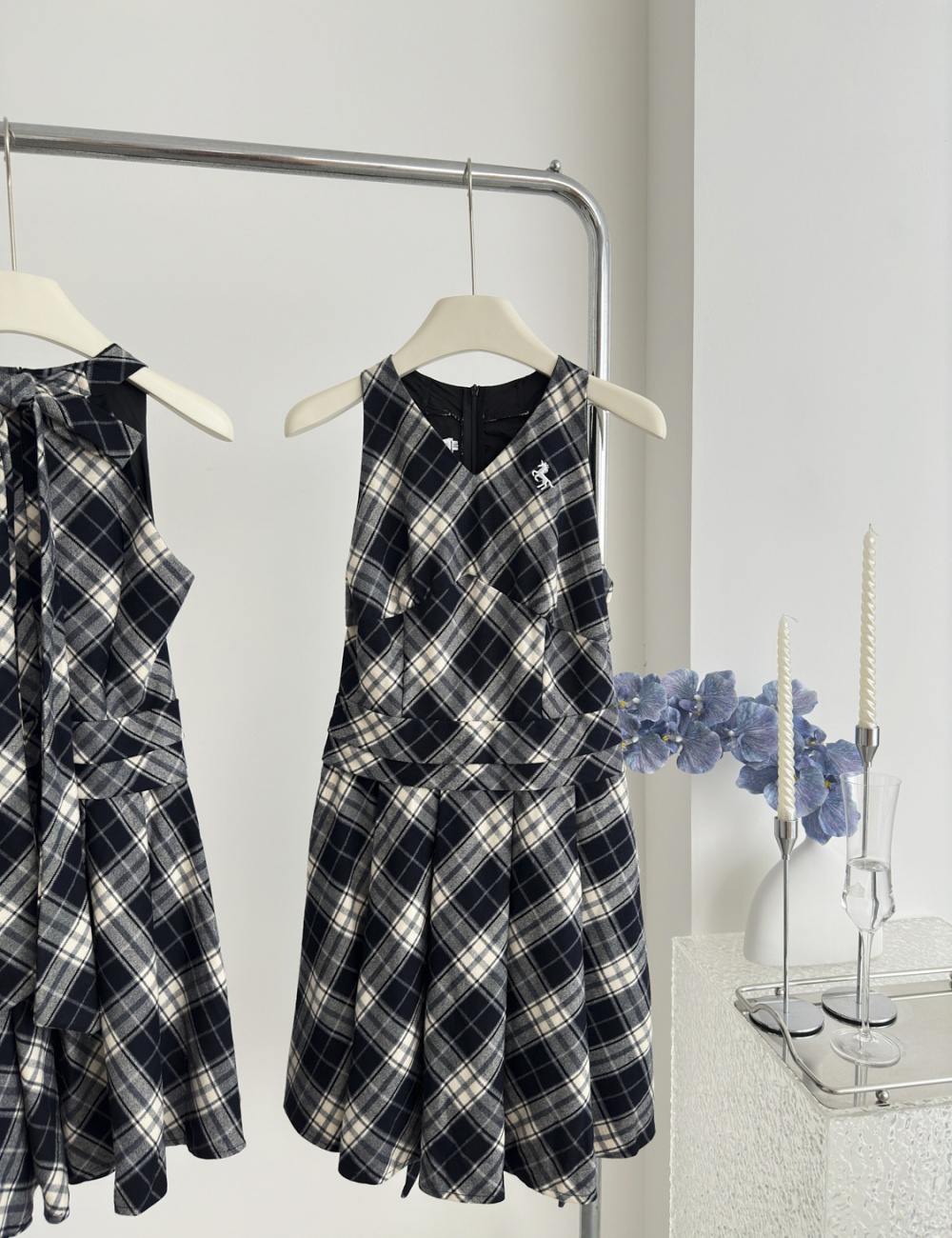 Maiden plaid dress summer sleeveless dress for women