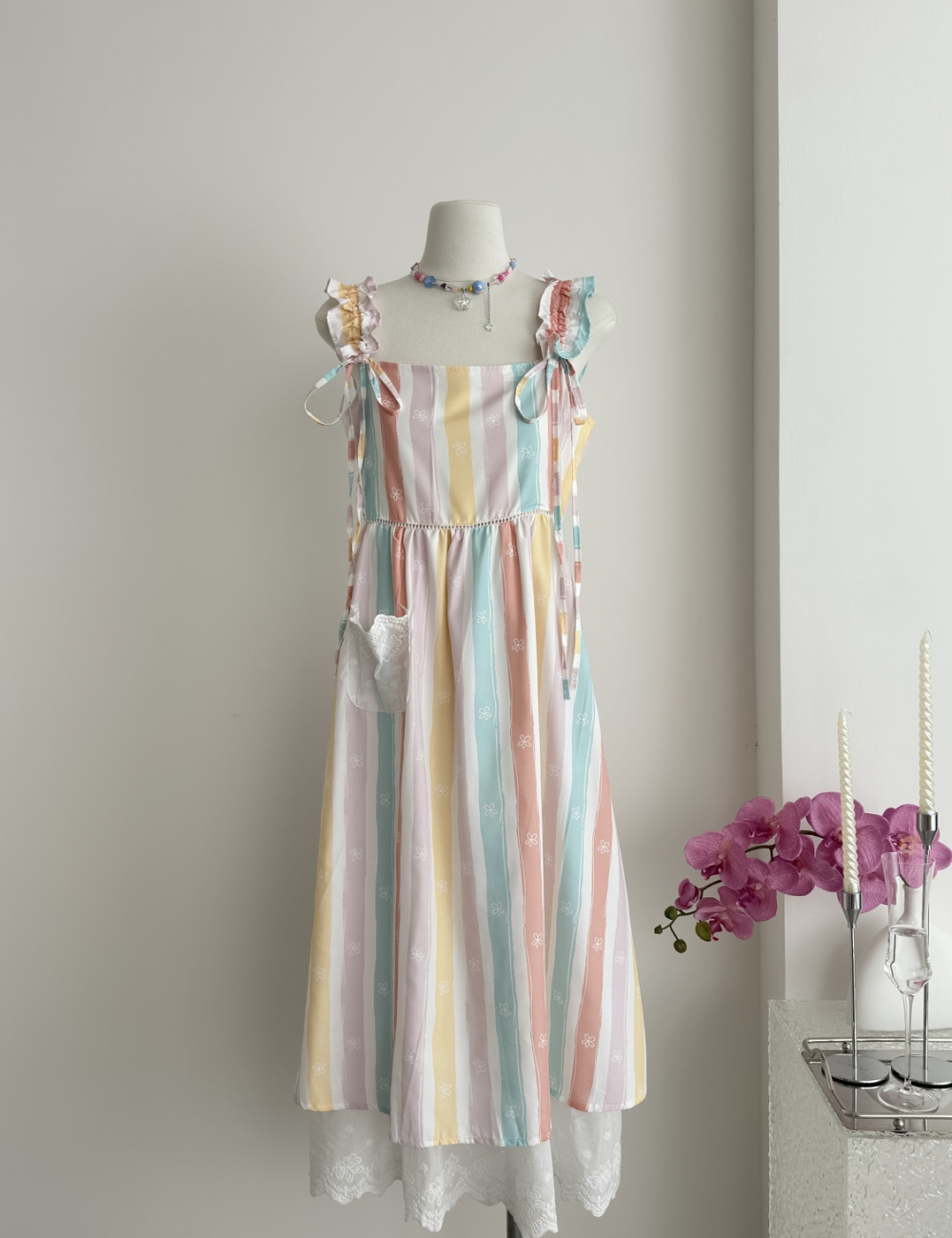 Cover belly niche slim long dress rainbow sling dress