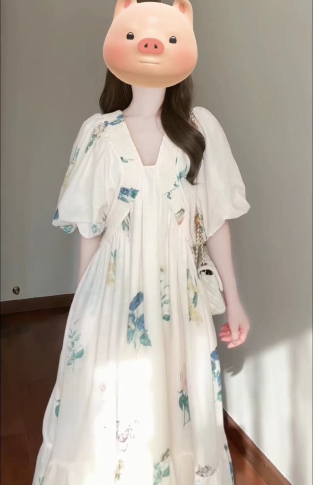 Loose short sleeve long dress France style dress for women