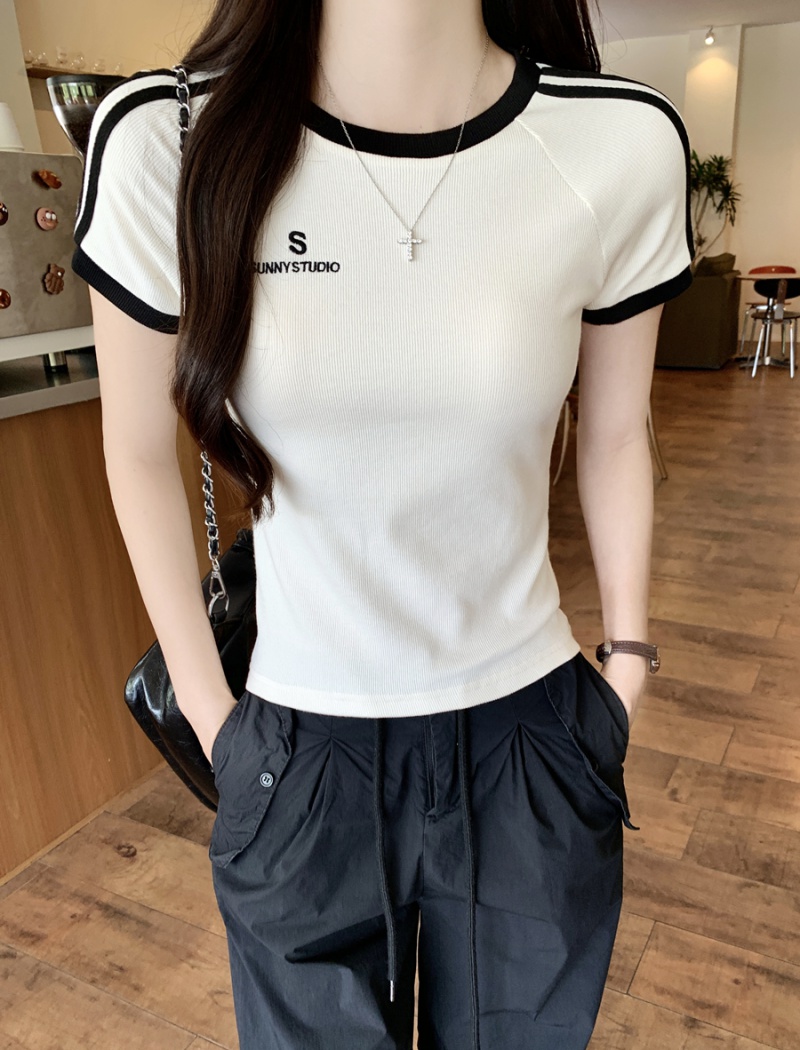 Short raglan T-shirt niche pure cotton tops for women