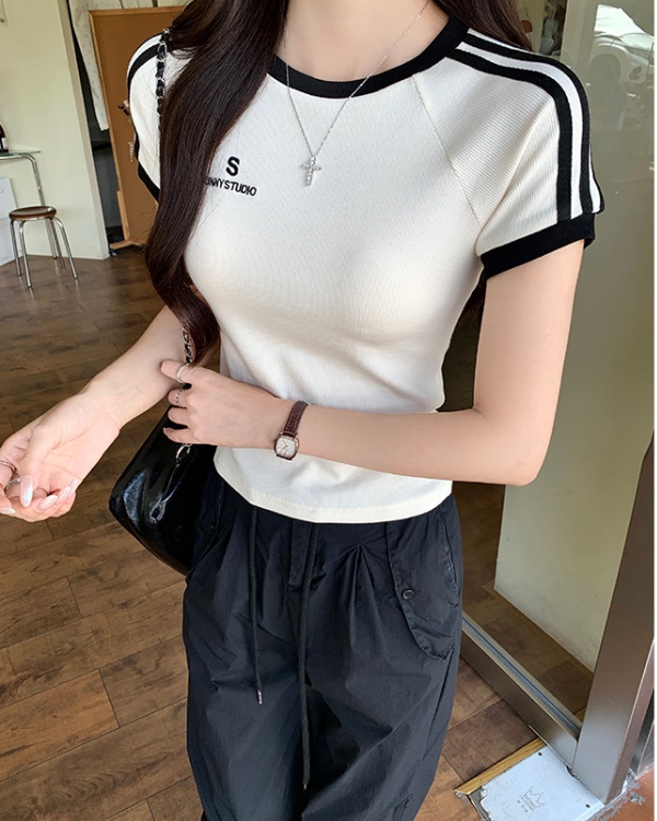 Short raglan T-shirt niche pure cotton tops for women