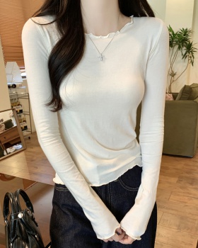 Slim wood ear tops unique white T-shirt for women