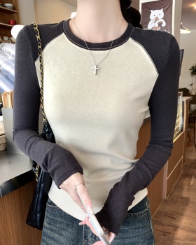 Round neck long sleeve tops autumn bottoming shirt for women