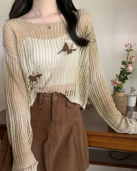 Long sleeve summer sunscreen sweater gradient hollow tops