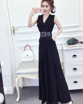 Split wide leg fashion summer temperament jumpsuit