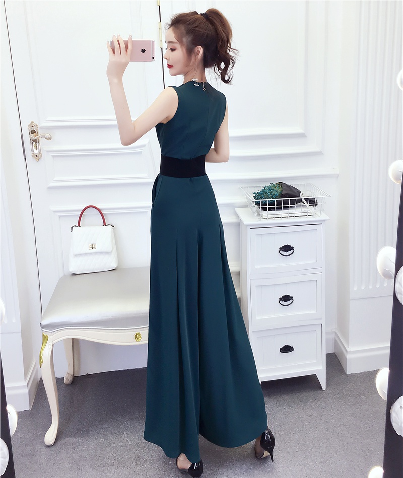 Split wide leg fashion summer temperament jumpsuit