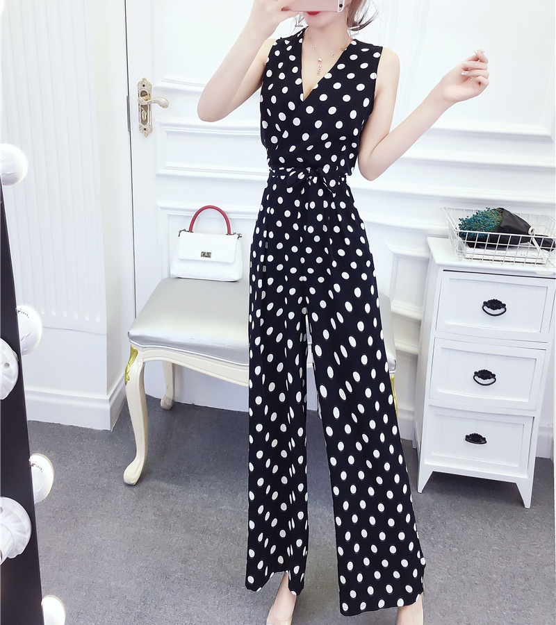 V-neck slim long pants temperament fashion jumpsuit