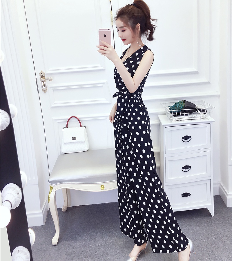 V-neck slim long pants temperament fashion jumpsuit