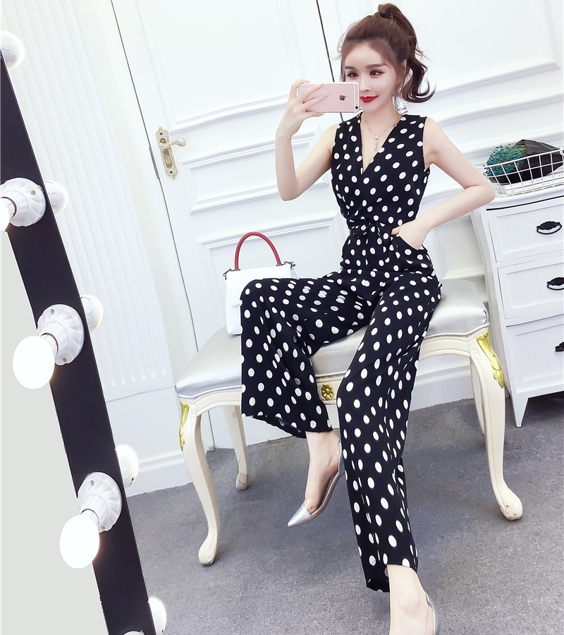 V-neck slim long pants temperament fashion jumpsuit