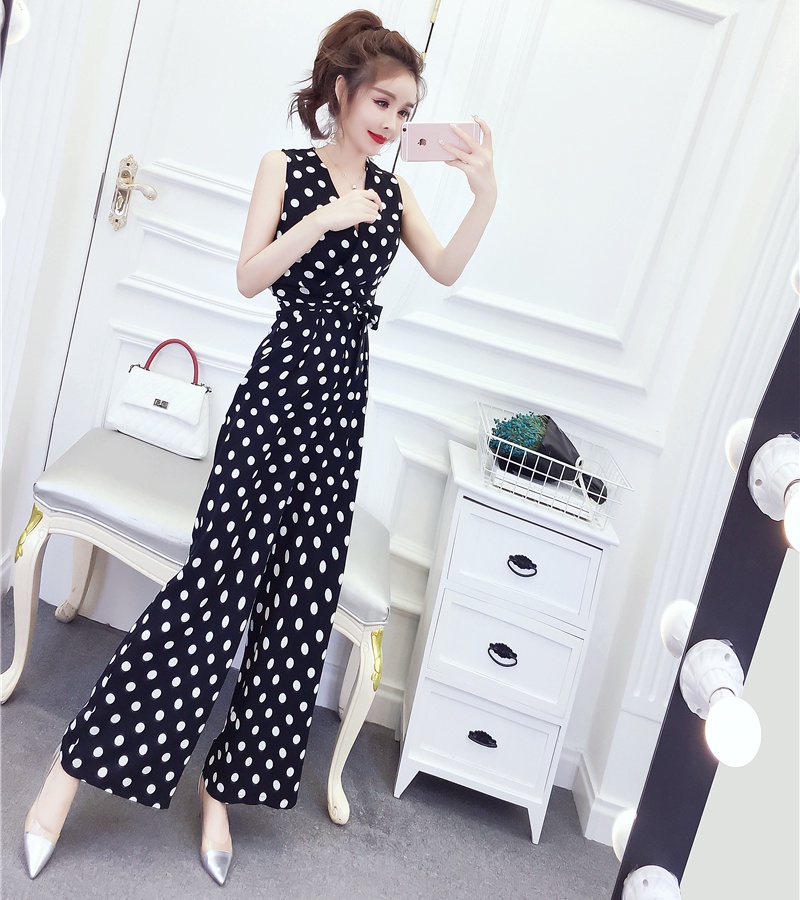 V-neck slim long pants temperament fashion jumpsuit