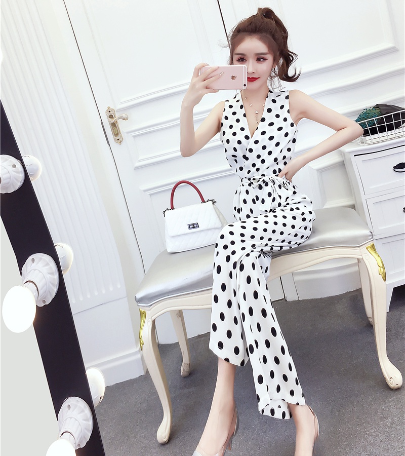 V-neck slim long pants temperament fashion jumpsuit