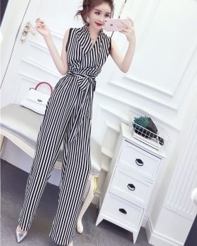 Stripe slim jumpsuit temperament ladies long pants