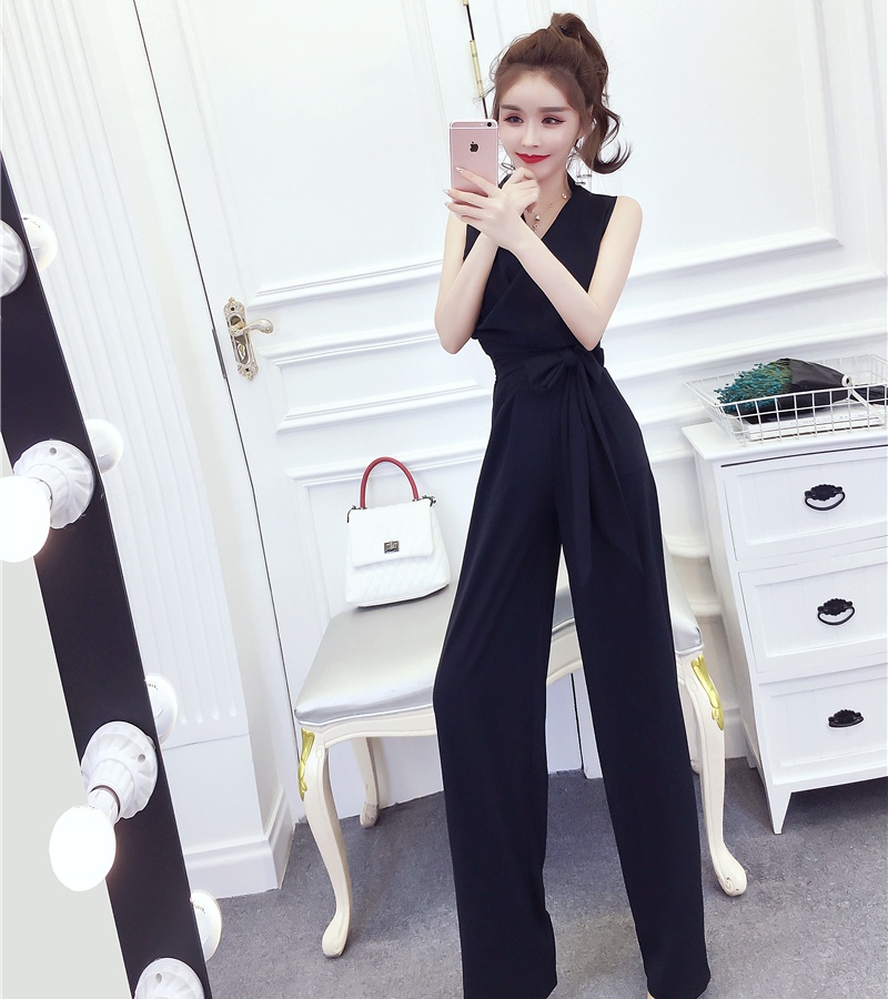 Stripe slim jumpsuit temperament ladies long pants