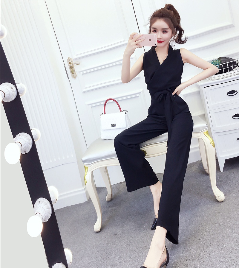 Stripe slim jumpsuit temperament ladies long pants