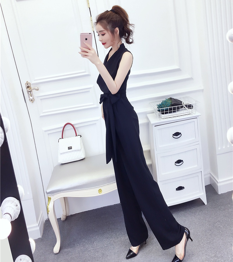 Stripe slim jumpsuit temperament ladies long pants