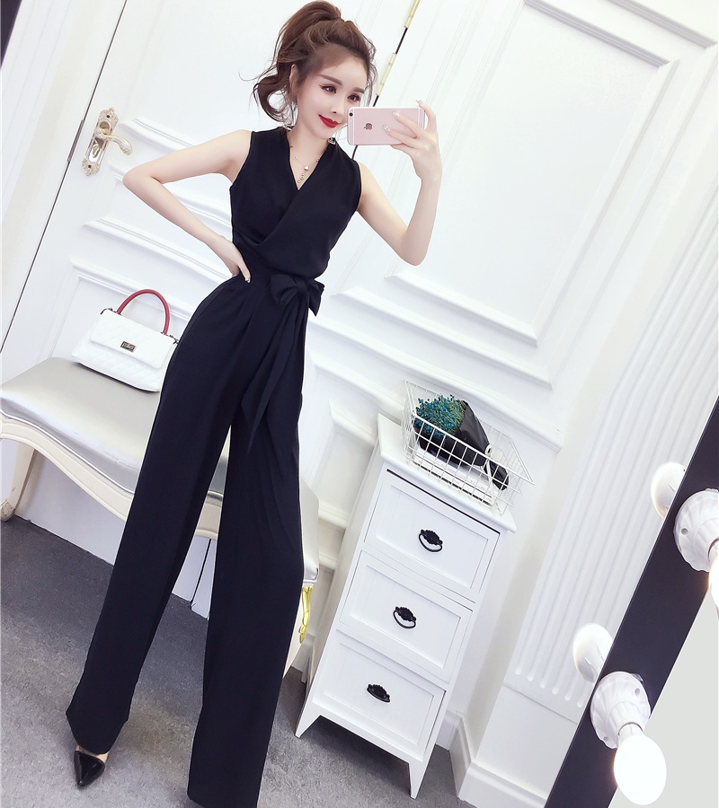 Stripe slim jumpsuit temperament ladies long pants