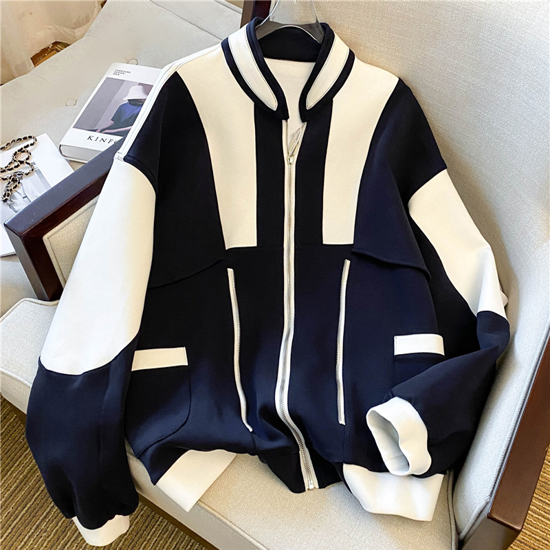 Western style baseball uniforms cstand collar jacket for women