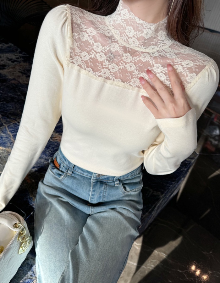 Lace T-shirt autumn and winter bottoming shirt