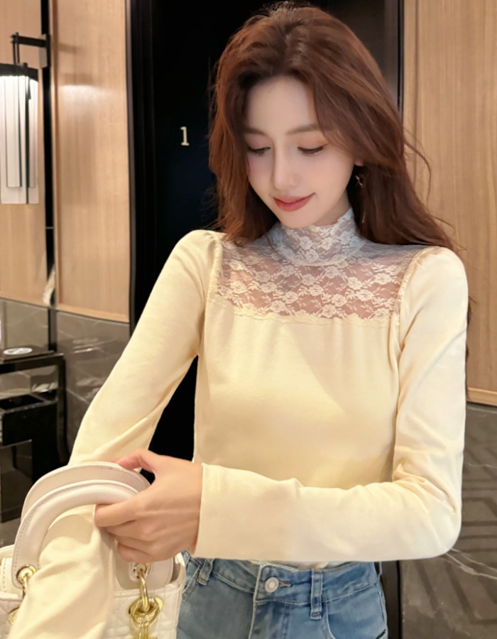 Lace T-shirt autumn and winter bottoming shirt