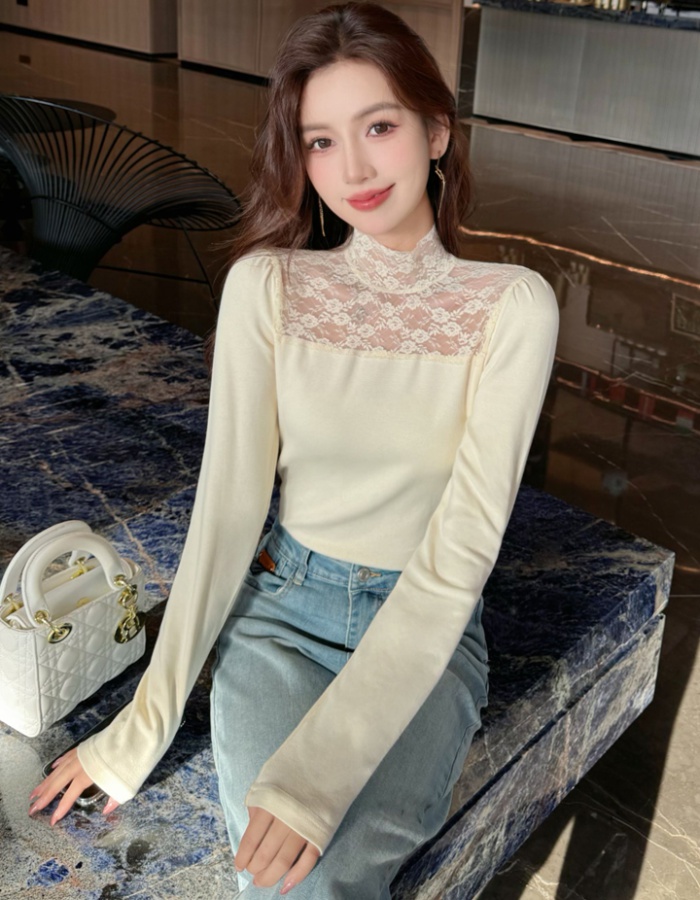 Lace T-shirt autumn and winter bottoming shirt