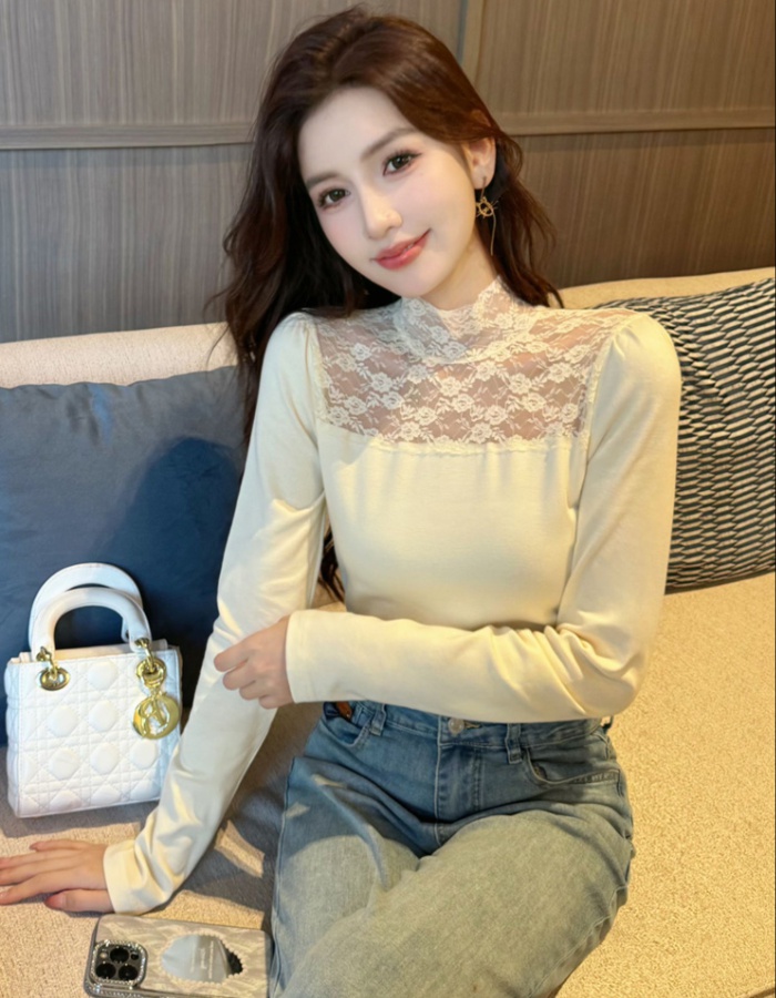 Lace T-shirt autumn and winter bottoming shirt