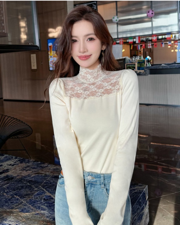 Lace T-shirt autumn and winter bottoming shirt