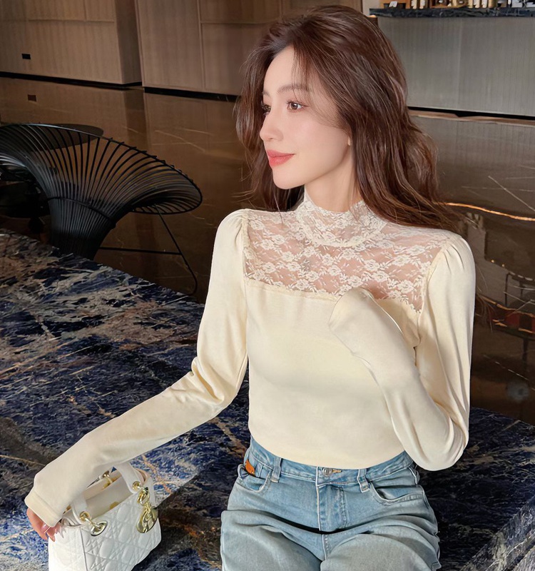 Lace T-shirt autumn and winter bottoming shirt