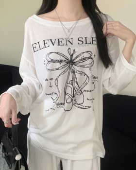 Long sleeve loose smock thin printing tops for women