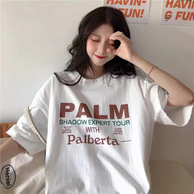 Round neck printing tops pure spring and summer T-shirt