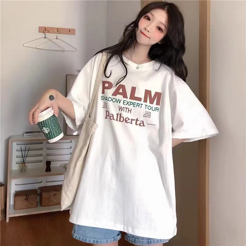 Round neck printing tops pure spring and summer T-shirt