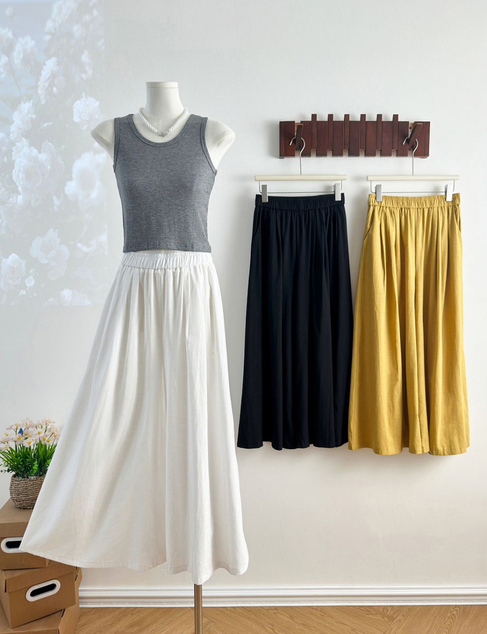 Pure long Western style skirt natural Casual culottes