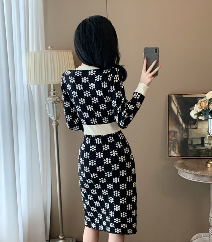 Chanelstyle knitted dress ladies autumn sweater dress