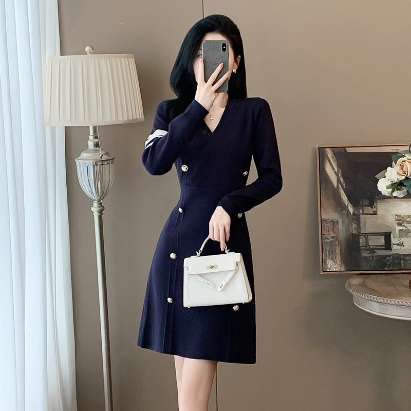 Slim autumn dress A-line temperament sweater dress