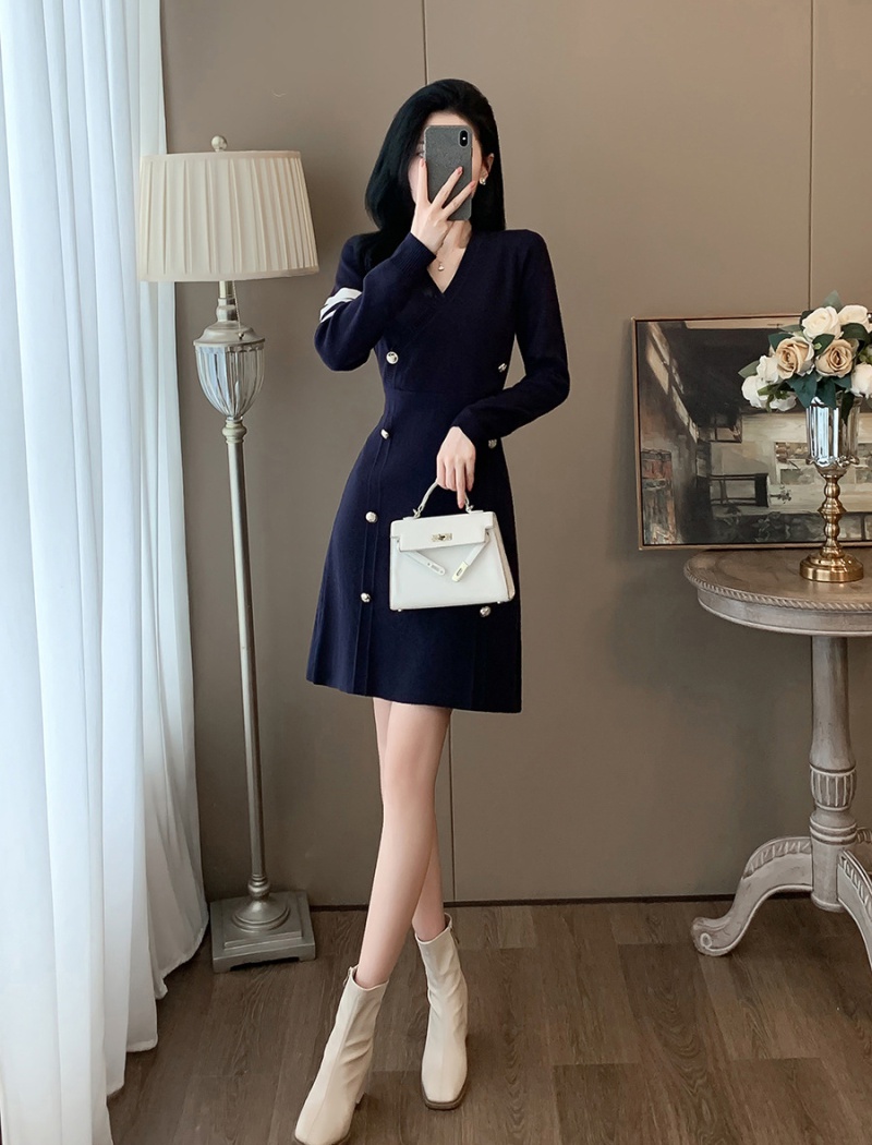 Slim autumn dress A-line temperament sweater dress