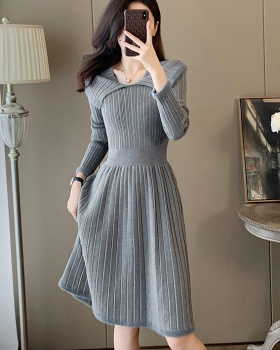 Gray dress long sleeve sweater dress for women