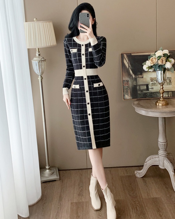 Chanelstyle slim dress knitted sweater dress for women