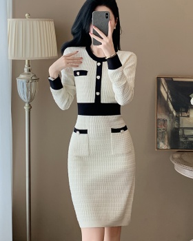 Autumn long sleeve sweater dress chanelstyle dress for women